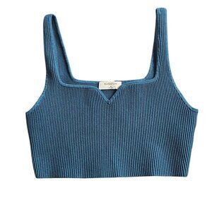Aritzia Babaton Sculpt Knit Crop Tank, Notch Cut Out, Ribbed, Size Medium
